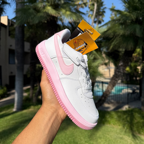 Sneaker bambino Nike Force 1 Low EasyOn prescolare bianco rosa schiuma FN0237 100 nuove