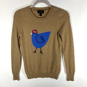 J Crew French Hen Sweater Top Womens Sz XS Brown Blue Wool Cashmere Blend Preppy - Picture 1 of 10