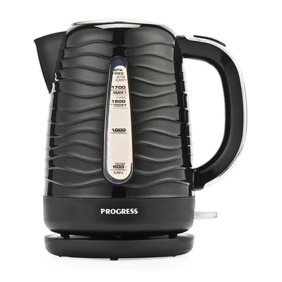 Progress Wave Textured Electric Kettle 1.7L Auto Shut-Off Boil-Dry Sensor Black - Image 1 of 4