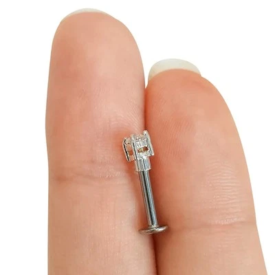 Pendiente cartílago anillo labial circonita cúbica transparente acero quirúrgico espalda plana 16G Foto 1 de 4