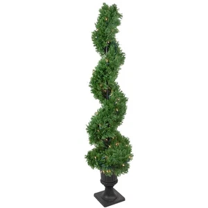 Northlight Real Touch™ Cedar Spiral Topiary Tree Clear Lights - 4.5" - Picture 1 of 7
