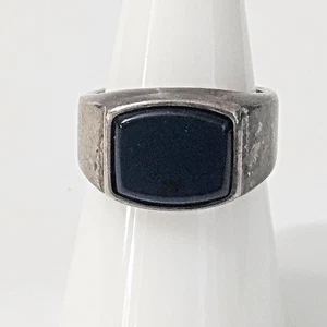 Vintage Sterlingsilber schwarzer Turmalin breiter Bandring Größe 7,5 - Bild 1 von 9