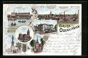 Lithographie Odenkirchen, Bad-Hotel, Bahnhof, Krieger-Denkmal 1900  - Picture 1 of 2