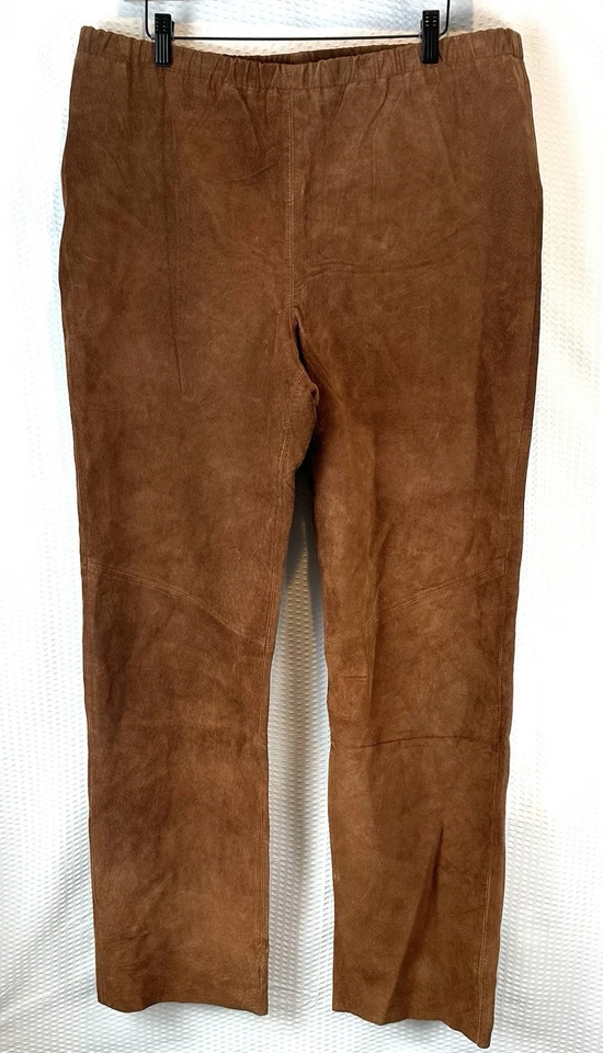 对开式 Saks Fifth Avenue 100% 皮革棕色女式拉裤大号 — 第 1/4 张图片