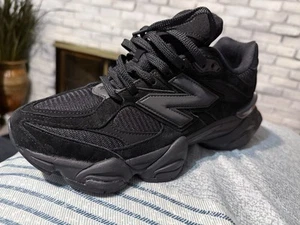 New_Balance 9060 Triple Leather Men's Women Shoe Sneaker Trainer Black - Picture 1 of 9