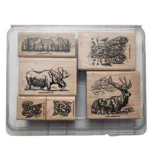 Stampin' Up! Yukon Retired Wood Mounted Rubber Stamp Set of Six 2002 - Bild 1 von 4