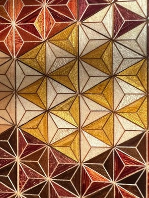 Parquetry Mouse Pad Natural Wood Hemp Leaf Pattern Made in Japan - Image 1 of 4