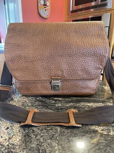 Gold Pfeil Gold Leather Marble Grain Brown Business Messenger Bag - Picture 1 of 11