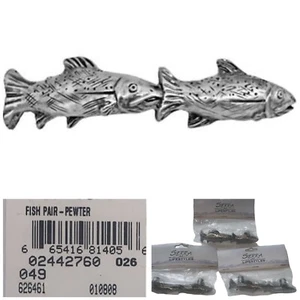 Sierra Lifestyles 681405 Fish Pair Pewter Cabinet Drawer Pulls Rustic Lot Of 3 - Picture 1 of 7