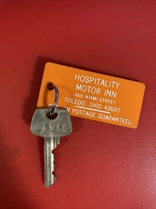 Vintage Hospitality Motor Inn Room Key Toledo Ohio Miami Street Room 114 Orange - Picture 1 of 4