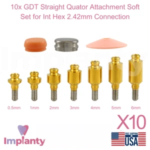 10x Dental Straight Quator Attachment Soft Silicone Set Titanium Int Hex 2.42mm - Picture 1 of 14
