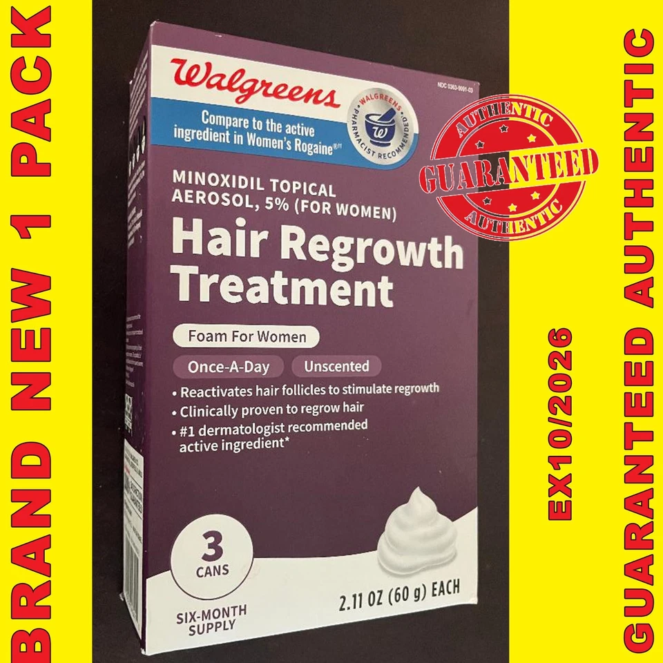Walgreens Hair Regrowth Treatment For Women FOAM 3 Cans EX10/2026 - Image 1 of 1
