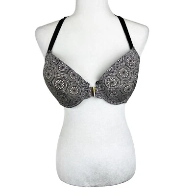 Jessica Simpson 胸罩女式 40C 裸色黑色图形衬垫有线光滑 T 恤文胸 — 第 1/4 张图片