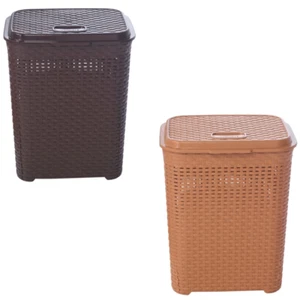 45L Plastic Storage Basket Laundry Dirty Clothes Washing Bin Rattan - Picture 1 of 7