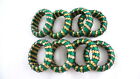 8 Green & Gold CHRISTMAS NAPKIN RINGS Wrapped Stripe Design
