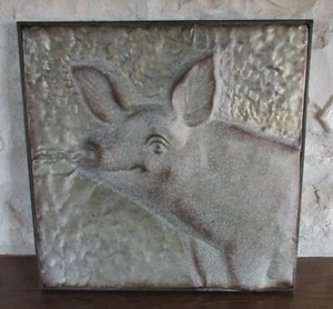 Geprägte verzinkte SCHWEIN Form Wandbehang ~ primitives französisches Landhaus * NEU - Bild 1 von 3