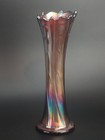 Antique Dugan Amethyst Carnival Glass Pulled Loop Swung Vase 