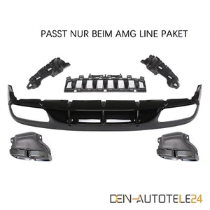 Heckdiffusor Endrohr Doppel Auspuff für Mercedes C205 A205 SCHWARZ C63 Edition - Picture 1 of 6