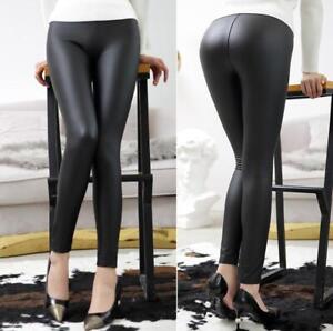 New Spring/ Fall women faux leather slim pant Casual PU High waist trousers gift