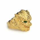 LINSION Rings Green Eyes Gold Plated Brass Chinese Style Lion GP268D US 7~14