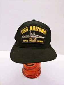 USS Arizona BB-39 Pearl Harbor Hawaii Snapback Hat Cap Black Vintage Embroidery - Picture 1 of 8