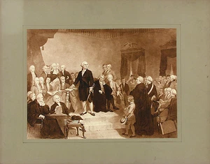 TH MATTESON aft HS SADD Antique XRare ea1900s Print WASHINGTON INAUGURAL ADDRESS - Picture 1 of 1
