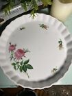 Christine Holm Tart Bake Ware Quiche Dish White With Roses Vintage