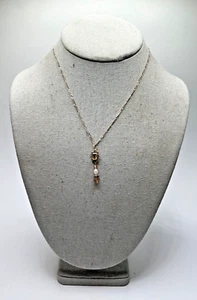 NK09. Vintage Italian Sterling Silver, Citrine & Smoky Quartz Pendant Necklace - Picture 1 of 12