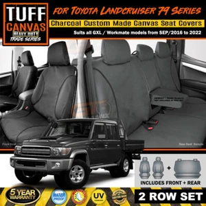 TUFF HD TRADE Canvas Seat Covers for Landcruiser 79 VDJ79R GXL 2ROW 2016-2024 CH - Picture 1 of 11
