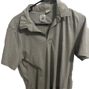 Volcom Herren mittelgroßes Poloshirt grau kurzärmlig bestickt Logo Baumwolle Schiefer - Bild 1 von 6