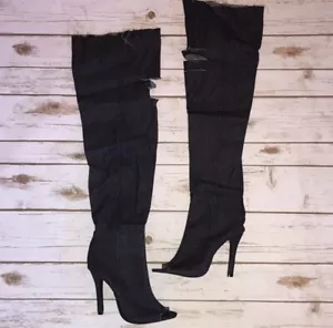 Over The Knee Denim Stilettos - Picture 1 of 7