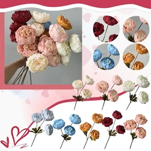 Artificial Flower 3 Heads Peony Camellia High Quality Party Wedding Home Decora - Picture 1 of 28