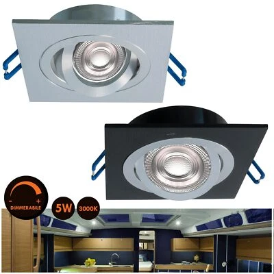 Faretto quadrato LED 5W MR16 12V DIMMERABILE incasso 8cm luce orientabile barca - Immagine 1 di 4