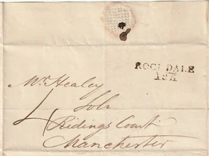 1816 CARTA ROCHDALE PMK J ELLIOT A HEALEY MANCHESTER RE COTTAGES No St GEORGES - Imagen 1 de 2