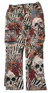 Rebel Vengeance Brown Multicolor Wash Rock Punk Distressed Jeans Gr. 32 Skull - Bild 1 von 12