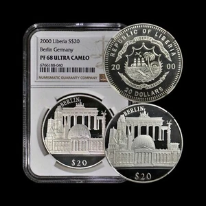 LIBERIA. 2000, 20 Dollars, Silver - NGC PF68 - Top Pop 🥇 Berlin, Germany - Picture 1 of 5