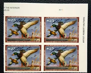 L/S RW85 US Migratory Bird Hunting 'Mallards' MNH Plate Block of 4 Artist Signed - Picture 1 of 1