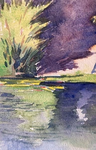 Antique Drawing Landscape Edge River the Marne A Chelles Matteo Brondy - Picture 1 of 5