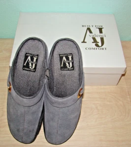 NW Box AJ Valenci Leather Wedge Mules Shoes ~ Sz 8.5 Wide ~ Gray - Picture 1 of 7