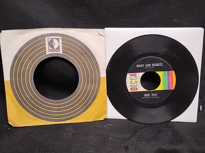 Burl Ives Mary Ann Regrets / Fall Out of Love 45 RPM Decca records 31433 1962 - Image 1 of 4