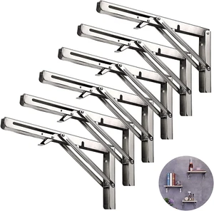 Folding Shelf Brackets 16 Inch, Heavy Duty Wall Mounted L Bracket - 6 Pack - Picture 1 of 12