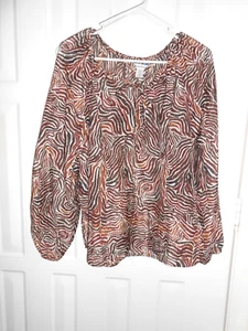 Tommy Bahama Shirt Damen braun weiß Tierdruck klein - Bild 1 von 3