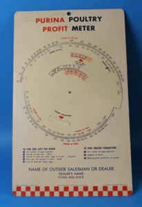 Misuratore di profitto pollame Purina 1956 vintage strumento agricolo allevatore di polli - Foto 1 di 10