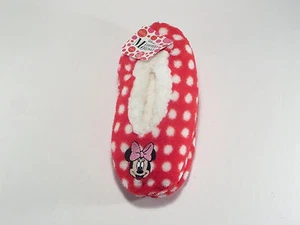 Disney Minnie Mouse Slippers Red Polka Dot Fleece Lined Kids Size M/L NWT - Picture 1 of 6