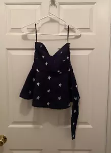 NWT Lauren James Women's Cameron Strapless Tie Back Patriotic Stars Top XS - Picture 1 of 2