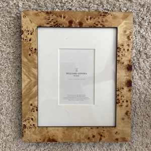 Williams-Sonoma Burl Wood 5X7 Matted Photo Picture Frame 12.75" x 14.75" overall - Picture 1 of 6