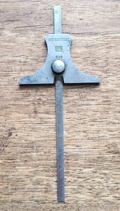 Vintage Marrón y Sharpe No. Medidor de profundidad 615 con n.º Regla 10 Templada 6" - Imagen 1 de 10