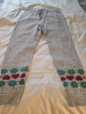 Merry & Bright Sz S Holiday Christmas Sweater Knit Joggers Lounge Pants Euc - Image 1 of 4