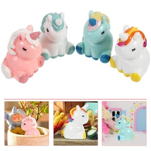4 Pcs Unicorn Ornaments Mini Figurine Miniature Resin Decoration - Picture 1 of 12