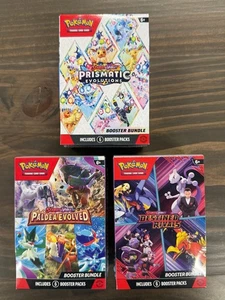 Pokemon Paldea Evolved + Destined Rivals + Prismatic Evolutions Paquete Conjunto de 3 - Imagen 1 de 1